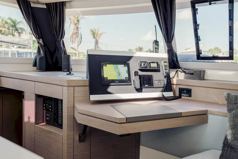 Slide: The Image of Interior of 2020 Fountaine Pajot Saona 47 yacht with navigation equipment and modern design. - 40