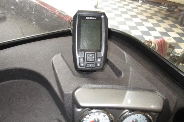 Slide: The Image of 2024 Tracker Pro Guide V-16 WT dashboard with Garmin GPS device. - 8