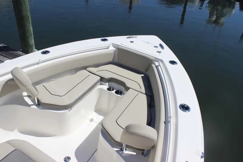 Slide: The Image of 2026 Key West 239 FS boat with spacious seating and sleek design. - 9