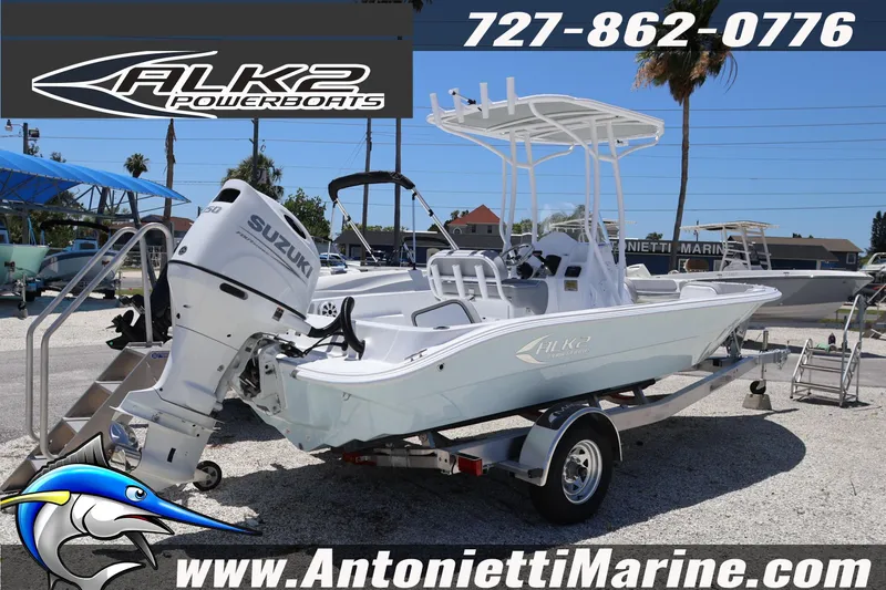 Slide: The Image of 2026 ALK2 Powerboats 22 CRS with Suzuki engine on trailer at Antonietti Marine. - 3