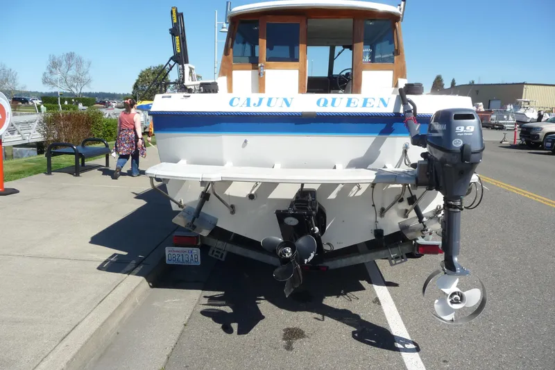 Slide: The Image of 1988 Bayliner 2102 Trophy boat "Cajun Queen" with Yamaha outboard motor on trailer. - 15