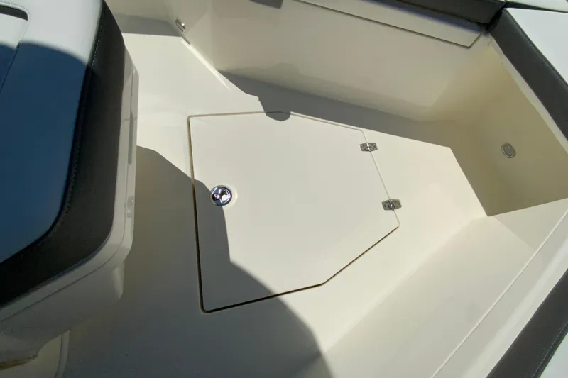 Slide: The Image of 2026 Cobia 245 Center Console boat interior with storage compartment. - 36