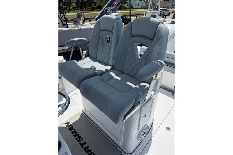Slide: The Image of Luxurious seating on 2026 Sportsman Open 262 Center Console boat. - 9