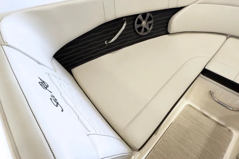 Slide: The Image of Luxurious interior seating of 2021 Sea Ray SPX 230 boat with elegant design. - 13