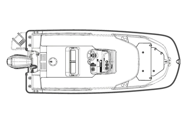 Slide: The Image of Manufacturer Provided Image: Top view schematic of a 2019 Boston Whaler 170 Montauk boat. - 25