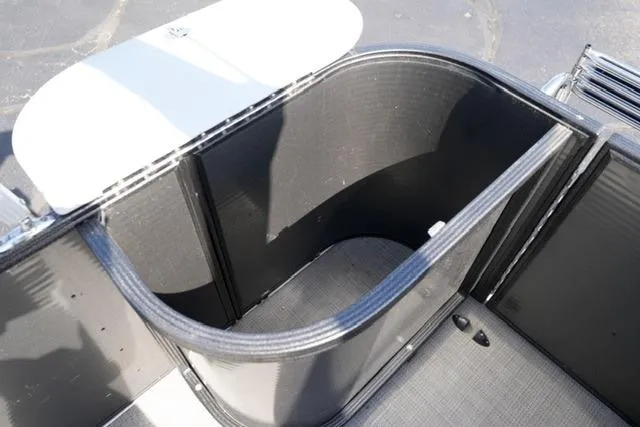 Slide: The Image of Storage compartment of 2021 Crest Classic DLX 200 L pontoon boat, open and empty. - 18