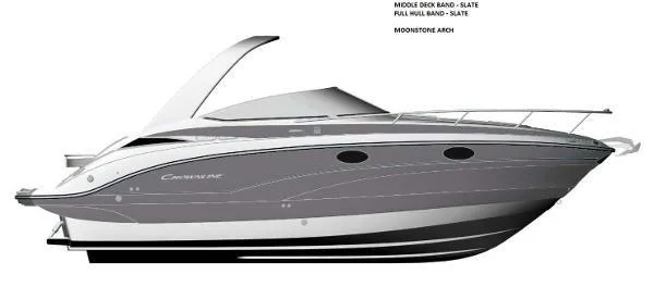 Slide: The Image of 2023 Crownline 270 CR boat, side view, modern design. - 2