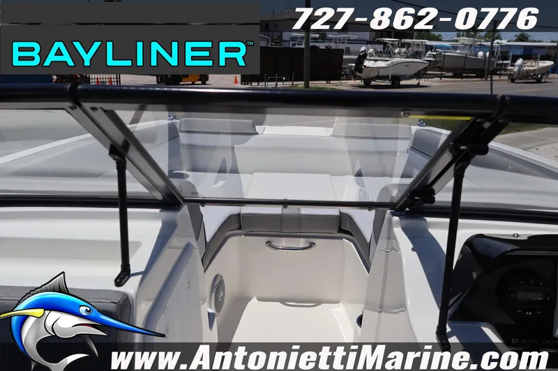Slide: The Image of 2026 Bayliner D20 boat interior with windshield, showcased by Antonietti Marine. - 24