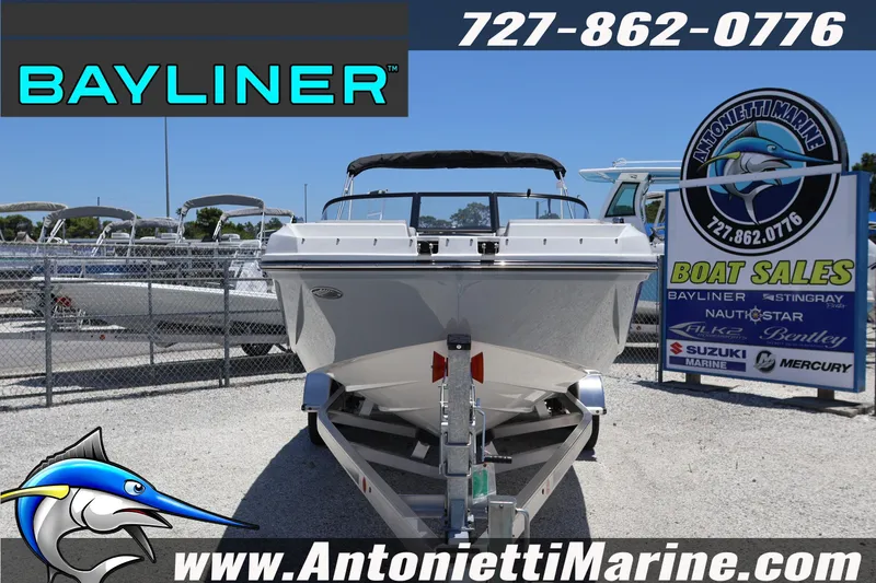 Slide: The Image of 2026 Bayliner D20 boat displayed at Antonietti Marine sales lot. - 3