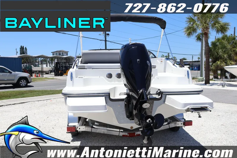 Slide: The Image of 2026 Bayliner D20 boat rear view with outboard motor at Antonietti Marine dealership. - 6