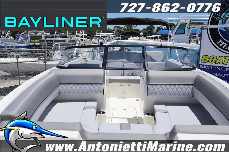 Slide: The Image of 2026 Bayliner D20 boat interior at Antonietti Marine dealership, showcasing seating and design. - 7