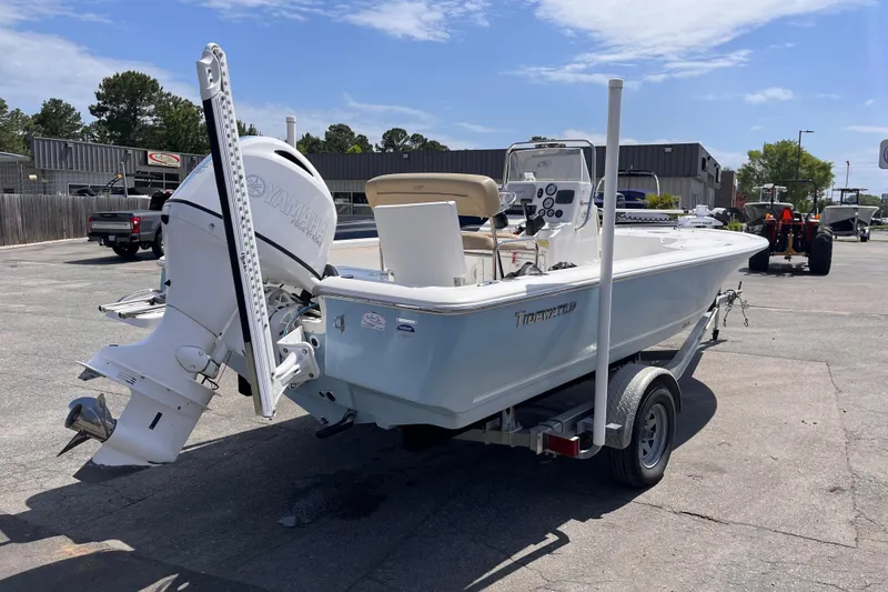 Slide: The Image of 2016 Tidewater 1910 Bay Max boat with Yamaha outboard motor on trailer. - 5