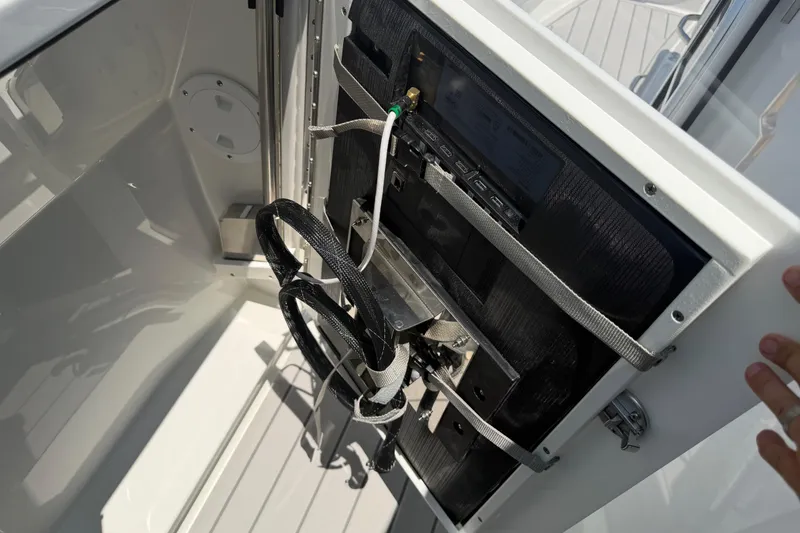 Slide: The Image of Interior view of 2026 Formula 380 Super Sport Crossover OB boat's control panel. - 27