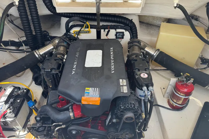 Slide: The Image of Engine compartment of a 2006 Chaparral 256 SSi boat with Volvo Penta engine. - 38