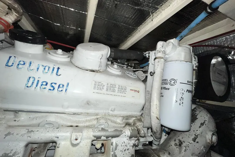 Slide: The Image of Engine room of a 1991 Hatteras 40 Double Cabin with Detroit Diesel engine. - 20