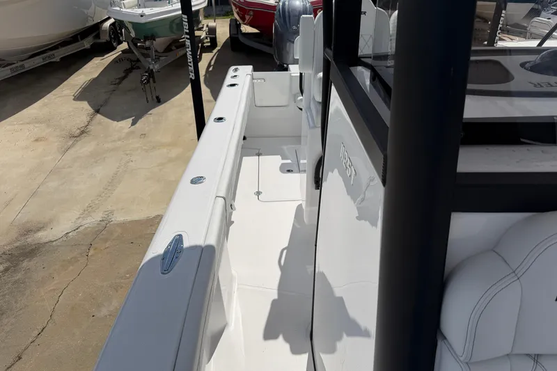 Slide: The Image of 2026 Bluewater Sportfishing 25T boat interior, showcasing sleek design and spacious deck layout. - 34