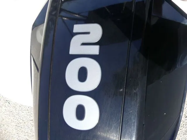 Slide: The Image of Close-up of a 200 HP outboard motor, Stingray 201 DS, year 2020. - 11