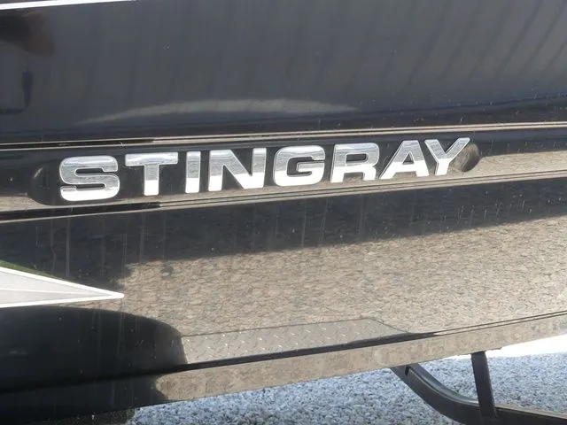Slide: The Image of 2020 Stingray 201 DS boat logo on black background. - 13