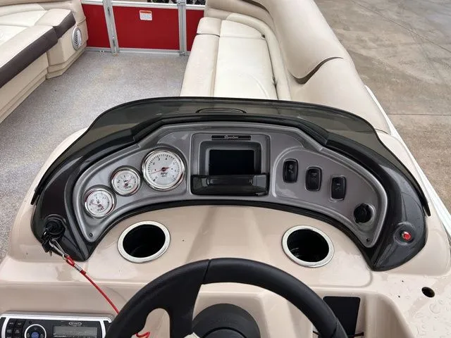 Slide: The Image of Dashboard of a 2016 Sun Tracker Party Barge 20 DLX pontoon boat. - 16