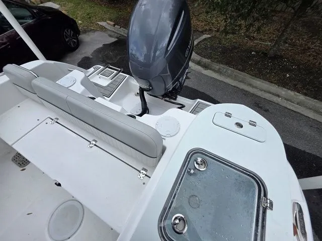 Slide: The Image of Rear view of a 2023 Sea Fox 228 Commander boat with engine. - 15