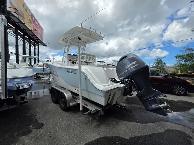 Slide: The Image of 2023 Sea Fox 228 Commander boat with Yamaha engine on trailer. - 4