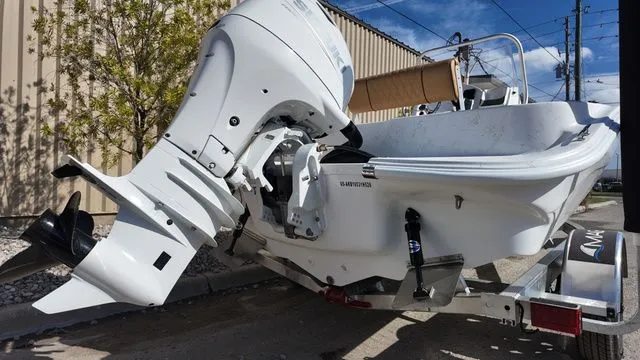 Slide: The Image of 2026 ALK2 Powerboats 18CRS on trailer, outboard motor view. - 15