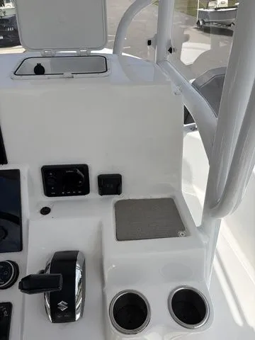 Slide: The Image of Interior view of 2026 Sea Pro 250 Bay Boat helm. - 12