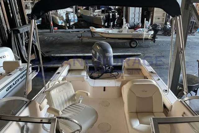 Slide: The Image of Interior view of a 2008 Grady-White 185 boat in storage. - 2