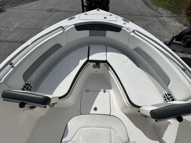 Slide: The Image of Interior view of 2022 Robalo R222 Explorer boat with seating area. - 17