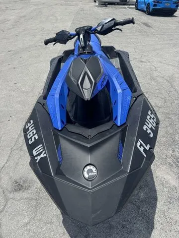 Slide: The Image of 2023 Sea-Doo Spark Trixx 2-up jet ski in blue and black. - 4