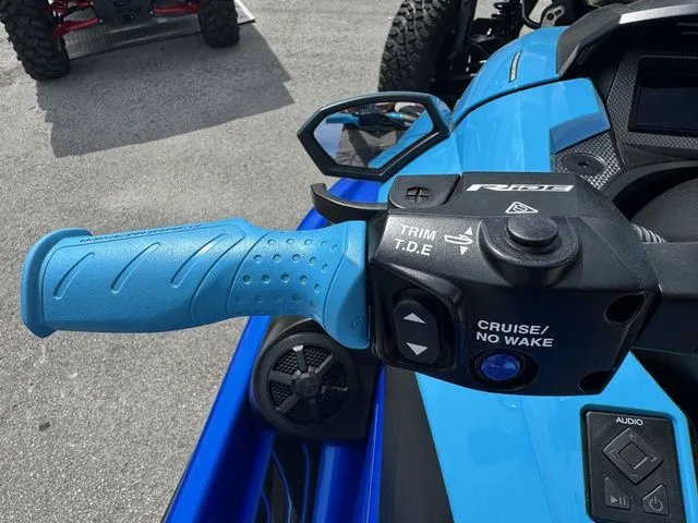 Slide: The Image of Close-up of Yamaha WaveRunner GP1800R 2023 handlebar controls. - 14