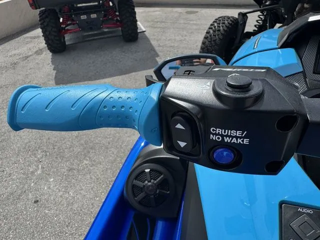 Slide: The Image of Close-up of Yamaha WaveRunner GP1800R 2023 handlebar controls. - 17