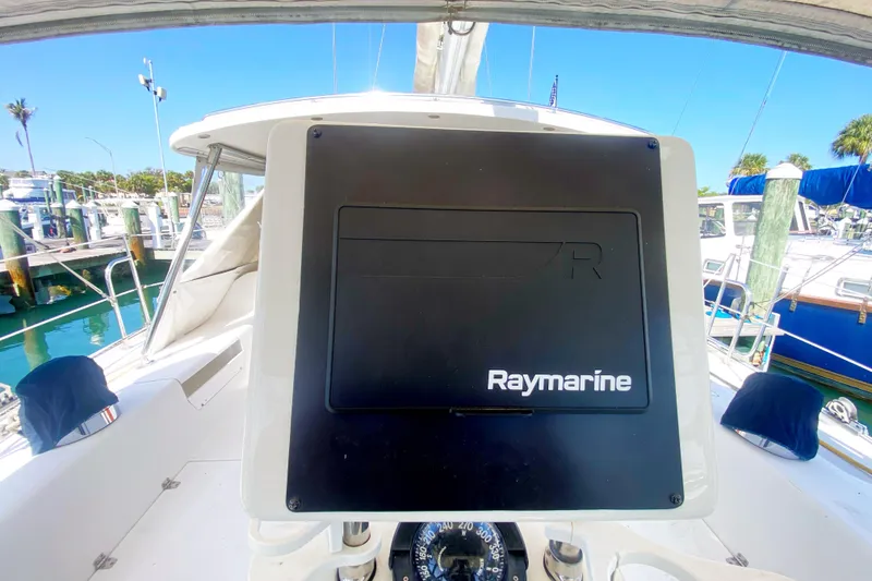 Slide: The Image of Cockpit of 2004 Catalina 42 MkII sailboat with Raymarine navigation system. - 14