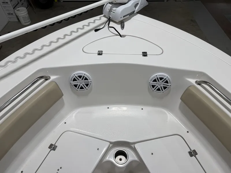 Slide: The Image of Interior view of 2019 Tidewater 210 LXF boat with speakers. - 17