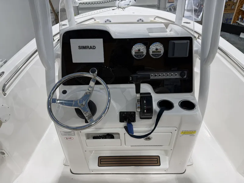 Slide: The Image of Helm console of a 2019 Tidewater 210 LXF boat with Simrad display. - 5