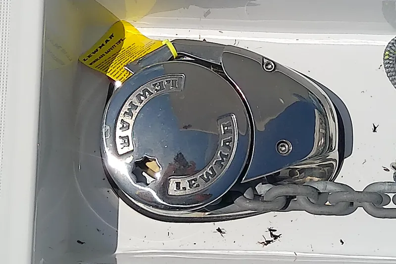 Slide: The Image of Lewmar windlass on 2024 Beneteau Gran Turismo 36 yacht, featuring a polished finish. - 19