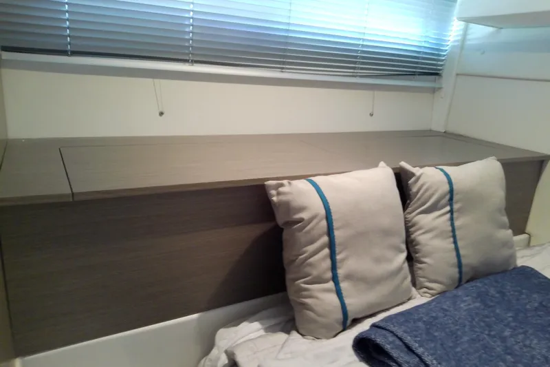 Slide: The Image of Interior cabin of 2024 Beneteau Gran Turismo 36 with cushions and blinds. - 76