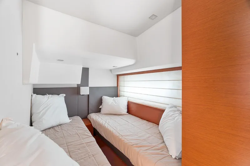 Slide: The Image of Interior cabin of 2016 Prestige 500 yacht with twin beds and modern design. - 17