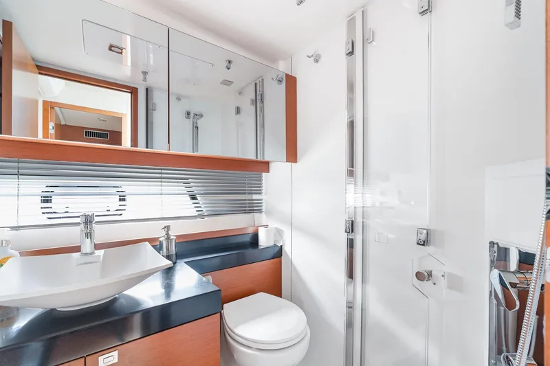 Slide: The Image of Luxurious bathroom interior of 2016 Prestige 500 yacht with modern fixtures and sleek design. - 20