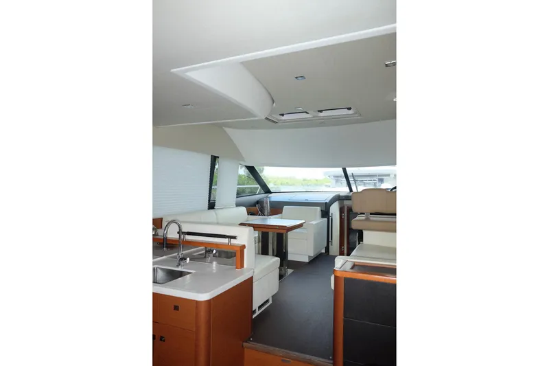 Slide: The Image of Luxurious interior of a 2016 Prestige 500 yacht with modern furnishings and sleek design. - 42
