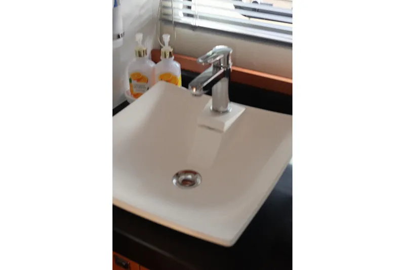 Slide: The Image of Modern bathroom sink with chrome faucet on Prestige 500 yacht, 2016 model. - 52