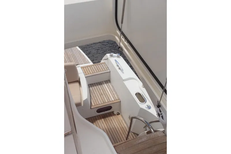 Slide: The Image of Prestige 500 yacht, 2016 model, featuring elegant teak decking and sleek design elements. - 67