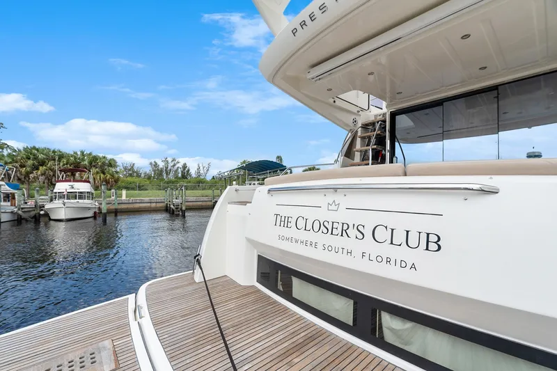 Slide: The Image of Luxury yacht "The Closer's Club" docked, Prestige 500, 2016 model, Florida marina. - 8