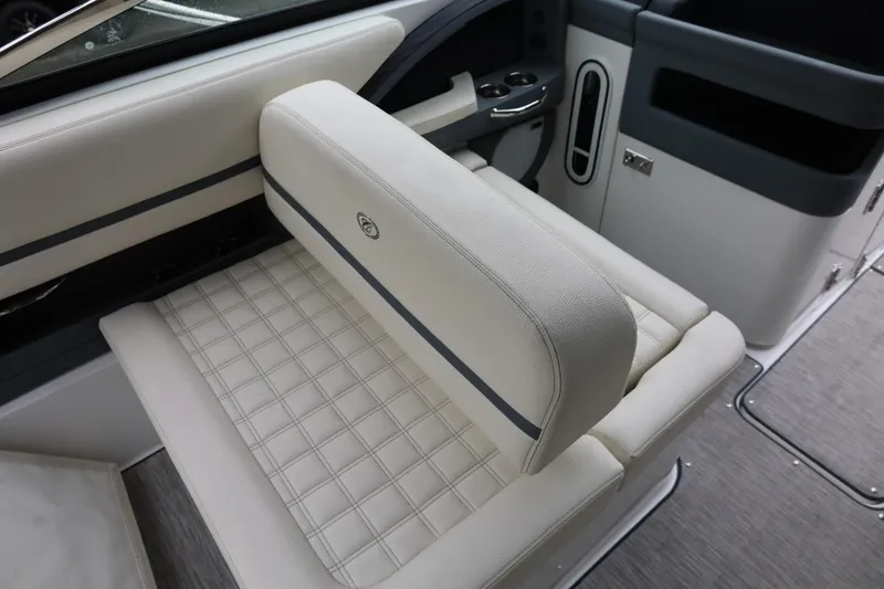 Slide: The Image of Luxurious interior seating of 2021 Cobalt R30 boat with elegant design. - 37