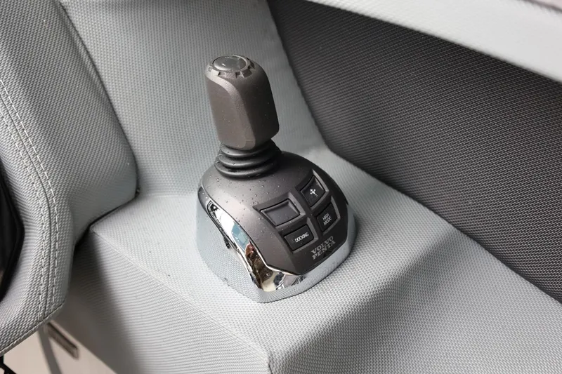 Slide: The Image of Joystick control in 2021 Cobalt R30 boat, featuring Volvo Penta system. - 48
