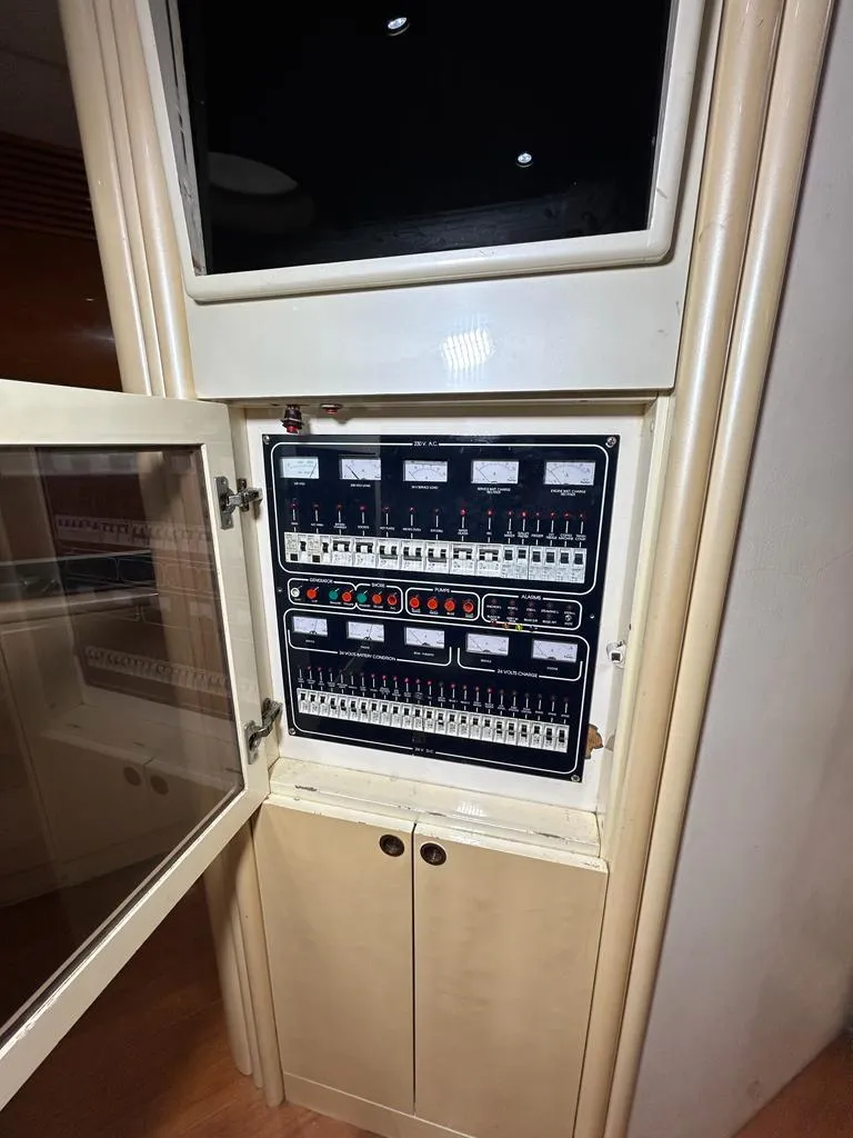 Slide: The Image of Electrical control panel on a 1999 Pershing 54 yacht. - 31