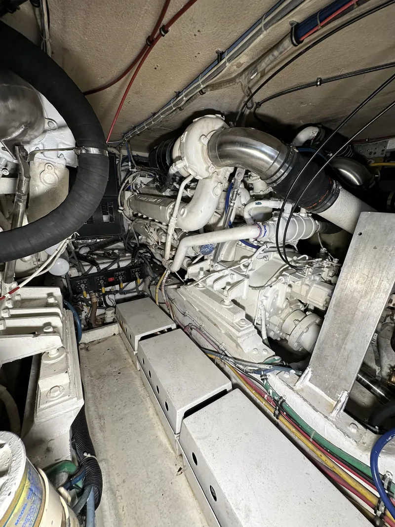 Slide: The Image of Engine room of a 1992 Hatteras 50 Convertible yacht. - 43