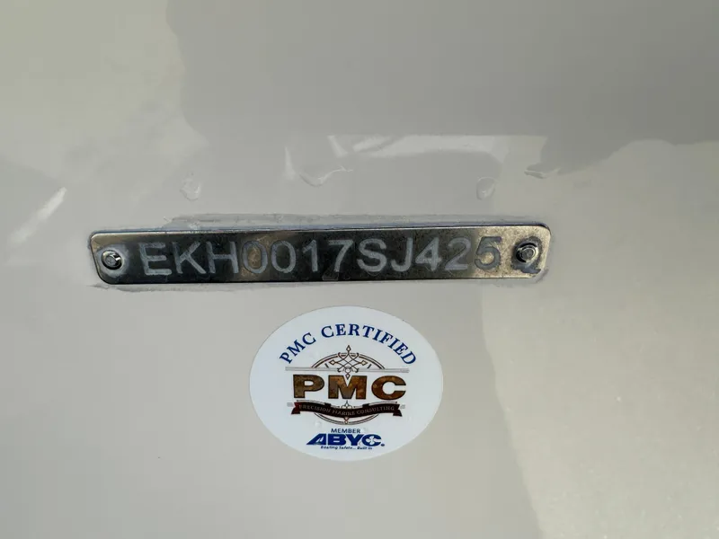 Slide: The Image of PMC certified Carolina Skiff Sea Skiff 218 EV 2025 with serial number plate. - 25