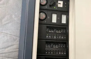 Slide: The Image of Electrical control panel on a 2017 Evo Yachts 43. - 25