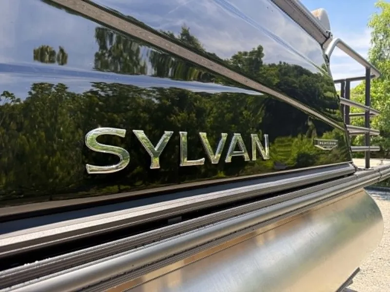 Slide: The Image of 2026 Sylvan L-3 DLZ Platnium boat with glossy black finish. - 16